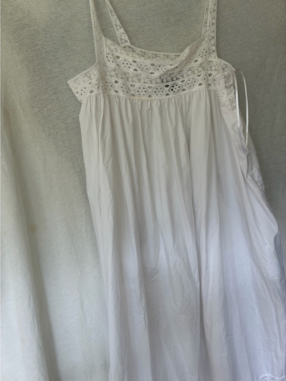 J. Crew button-side sleeveless midi dress made of white cotton eyelet lace NWOT